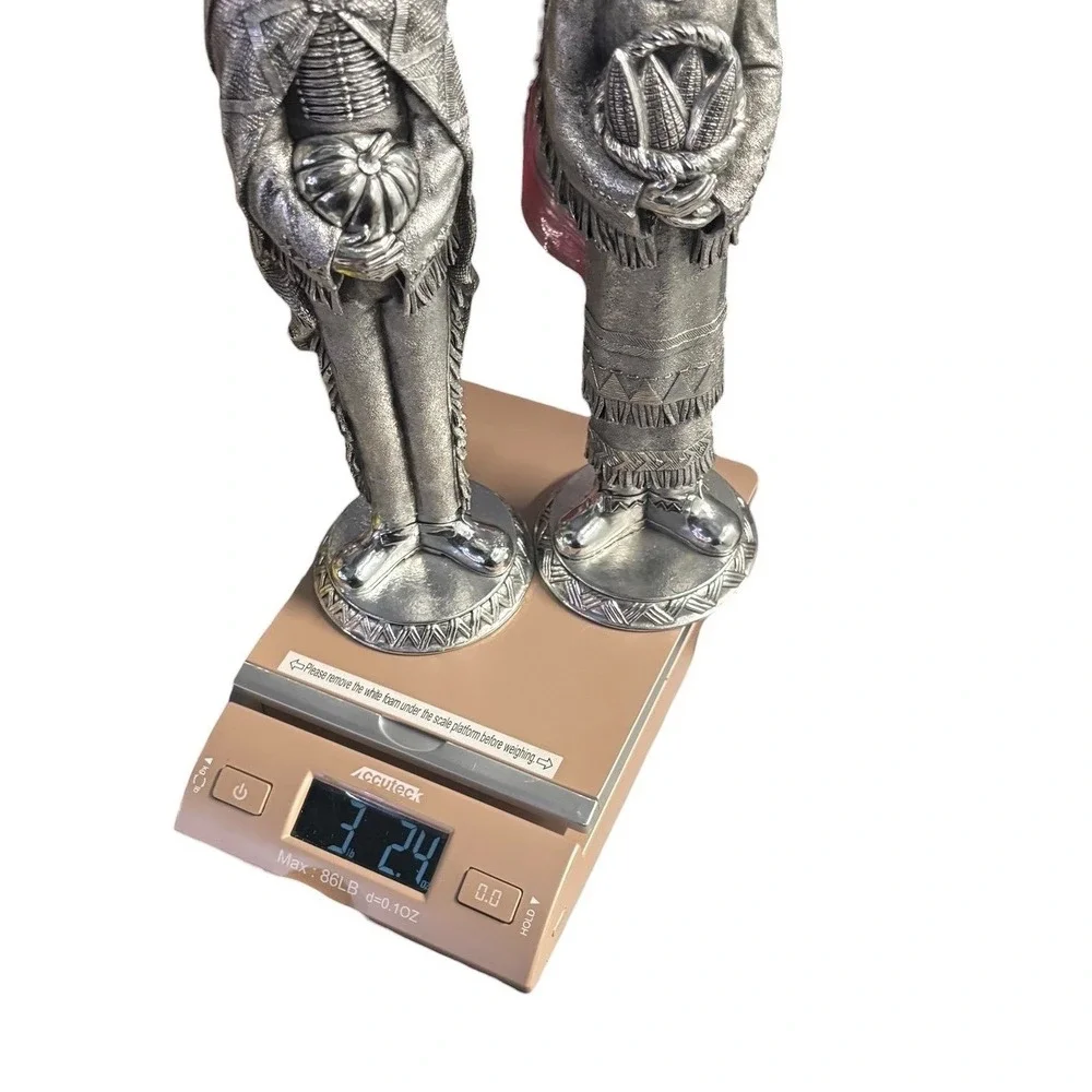 Vintage Silver Metal Indigenous Figures Candle Holders Pair‎ Man Woman 13